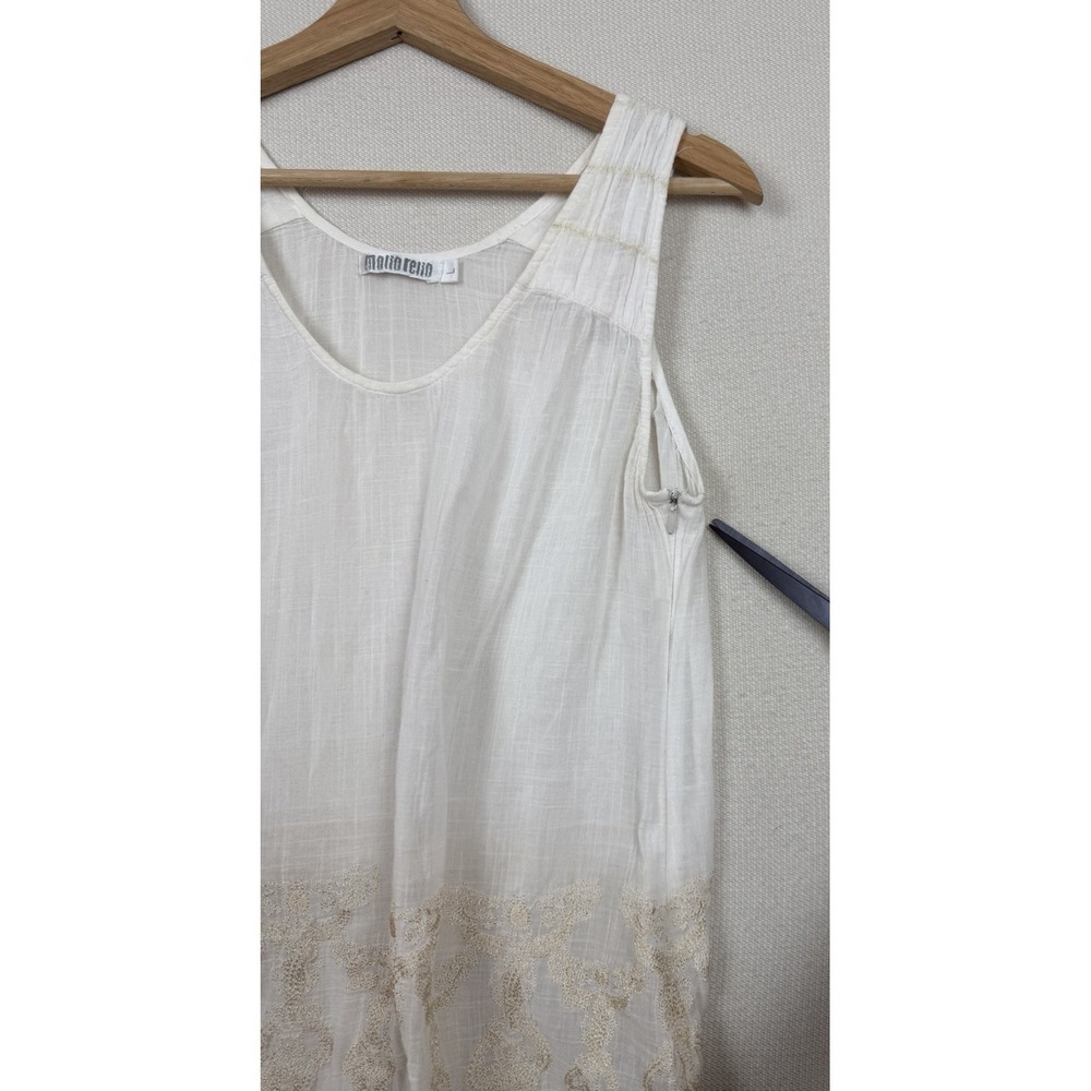 Monoreno Women's Embroidered Ivory Tunic‎ Blouse Size L Semi-Sheer Zip Romantic - Picture 7 of 16